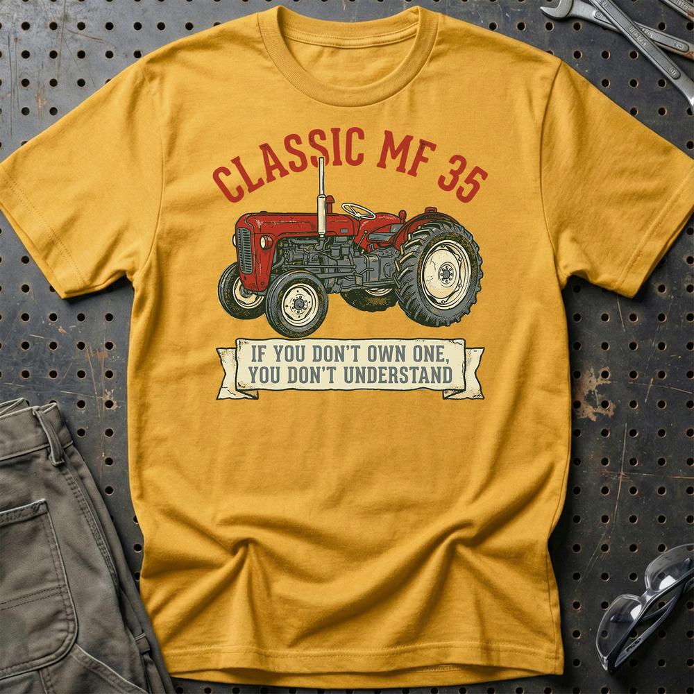 Massey Ferguson 35 Classic - Unisex T-Shirt-Beklædning-Massey Ferguson-Guld-S-Garage Culture Shop- garage - man cave - merchandise