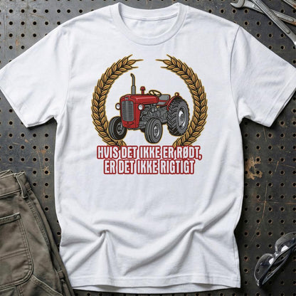 Massey Ferguson 35 Hvis Det Ikke Er Rødt, Er Det Ikke Rigtigt - Unisex T-Shirt-Beklædning-Massey Ferguson-Hvid-S-Garage Culture Shop- garage - man cave - merchandise