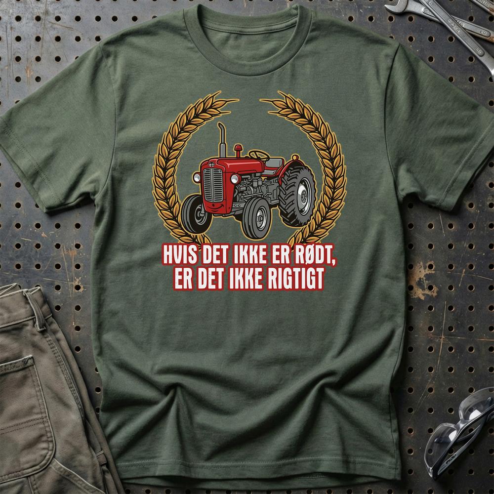 Massey Ferguson 35 Hvis Det Ikke Er Rødt, Er Det Ikke Rigtigt - Unisex T-Shirt-Beklædning-Massey Ferguson-Grøn Militær-S-Garage Culture Shop- garage - man cave - merchandise