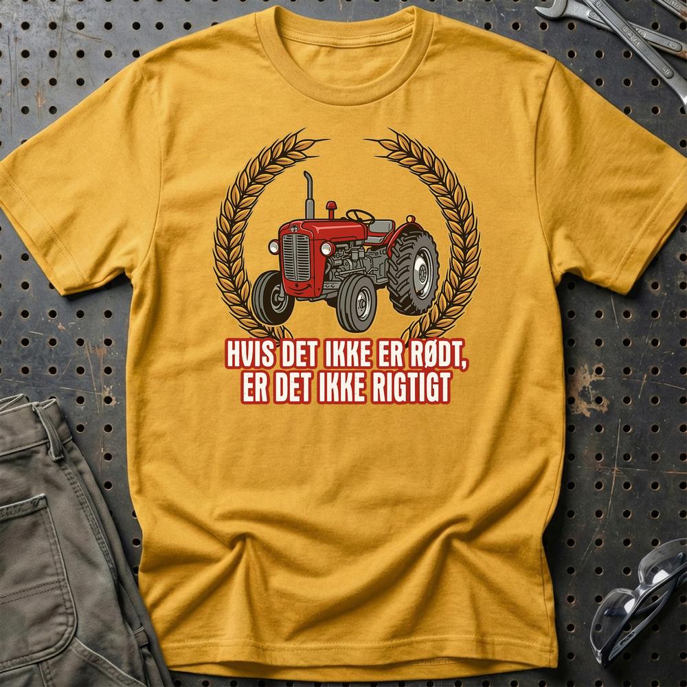 Massey Ferguson 35 Hvis Det Ikke Er Rødt, Er Det Ikke Rigtigt - Unisex T-Shirt-Beklædning-Massey Ferguson-Guld-S-Garage Culture Shop- garage - man cave - merchandise