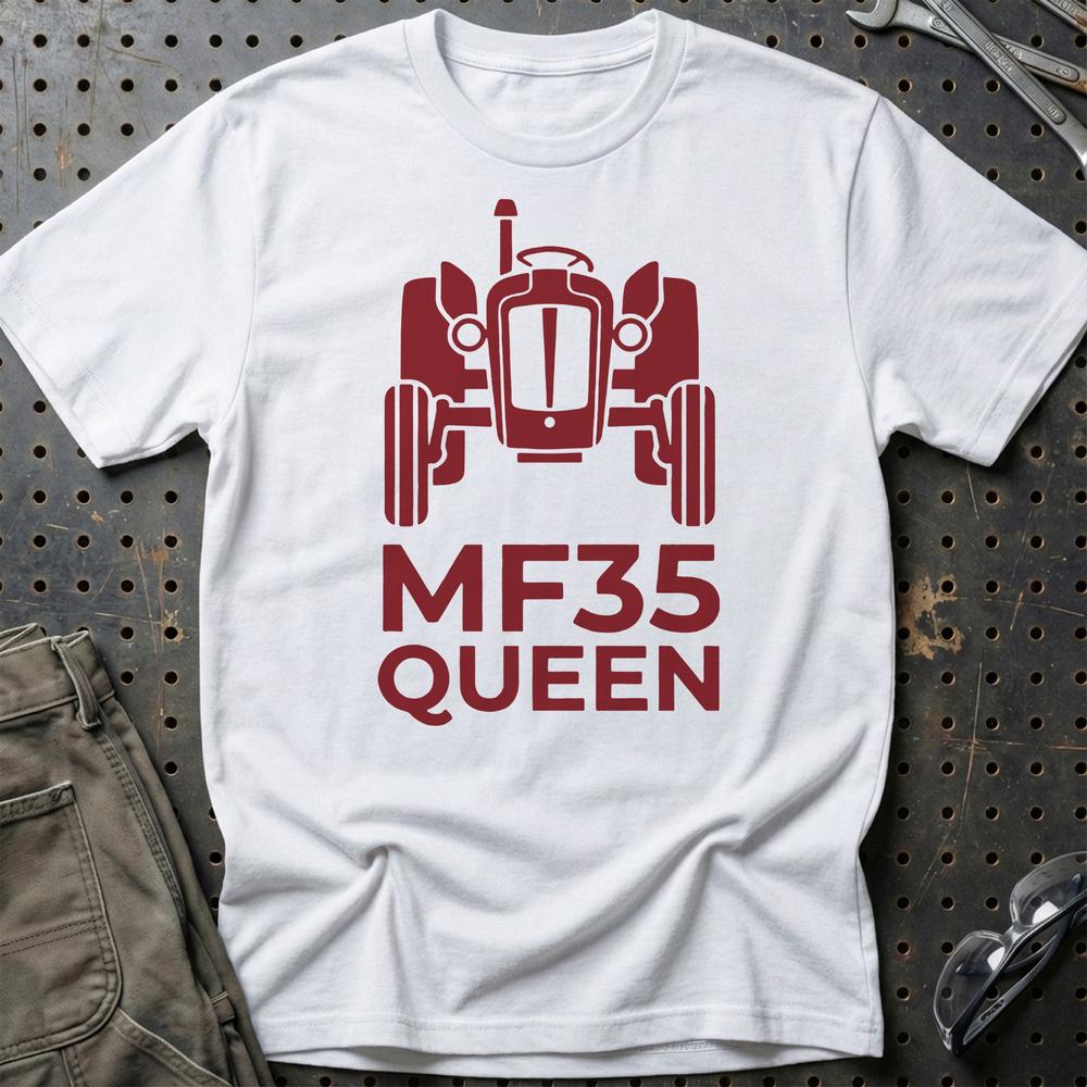 Massey Ferguson 35 Queen - Unisex T-Shirt-Beklædning-Massey Ferguson-Hvid-S-Garage Culture Shop- garage - man cave - merchandise