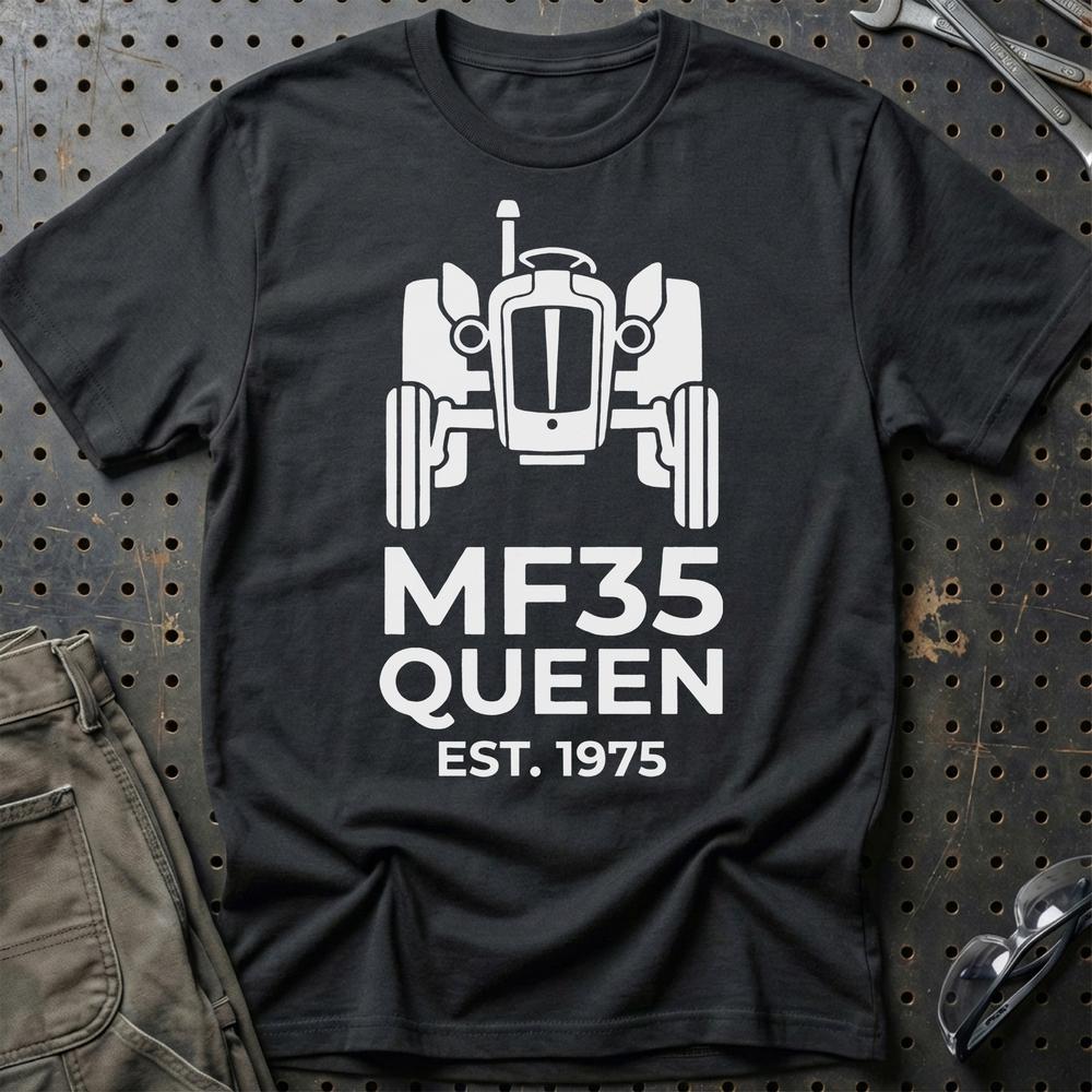 Massey Ferguson 35 Queen - Unisex T-Shirt-Beklædning-Massey Ferguson-Sort-S-Garage Culture Shop- garage - man cave - merchandise