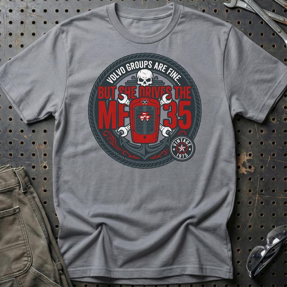 Massey Ferguson 35 She Drives The MF 35 - Unisex T-Shirt-Beklædning-Massey Ferguson-Grå Sport-S-Garage Culture Shop- garage - man cave - merchandise