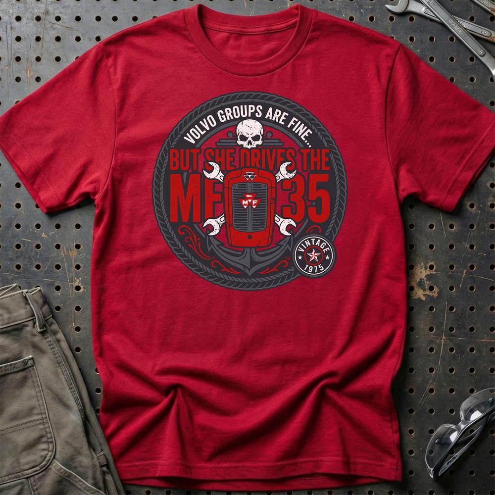 Massey Ferguson 35 She Drives The MF 35 - Unisex T-Shirt-Beklædning-Massey Ferguson-Rød-S-Garage Culture Shop- garage - man cave - merchandise