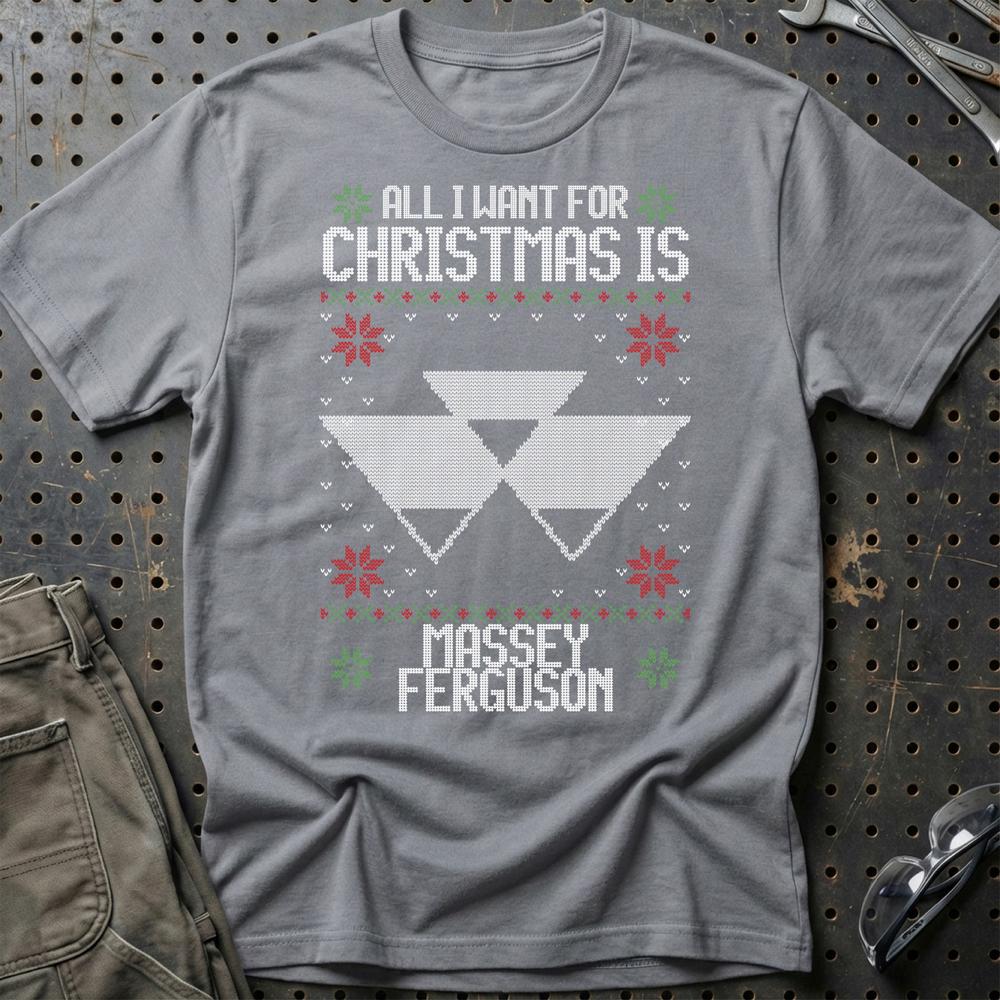 Massey Ferguson - All I Want For Christmas T-Shirt-Beklædning-Massey Ferguson-Grå Sport-S-Garage Culture Shop- garage - man cave - merchandise