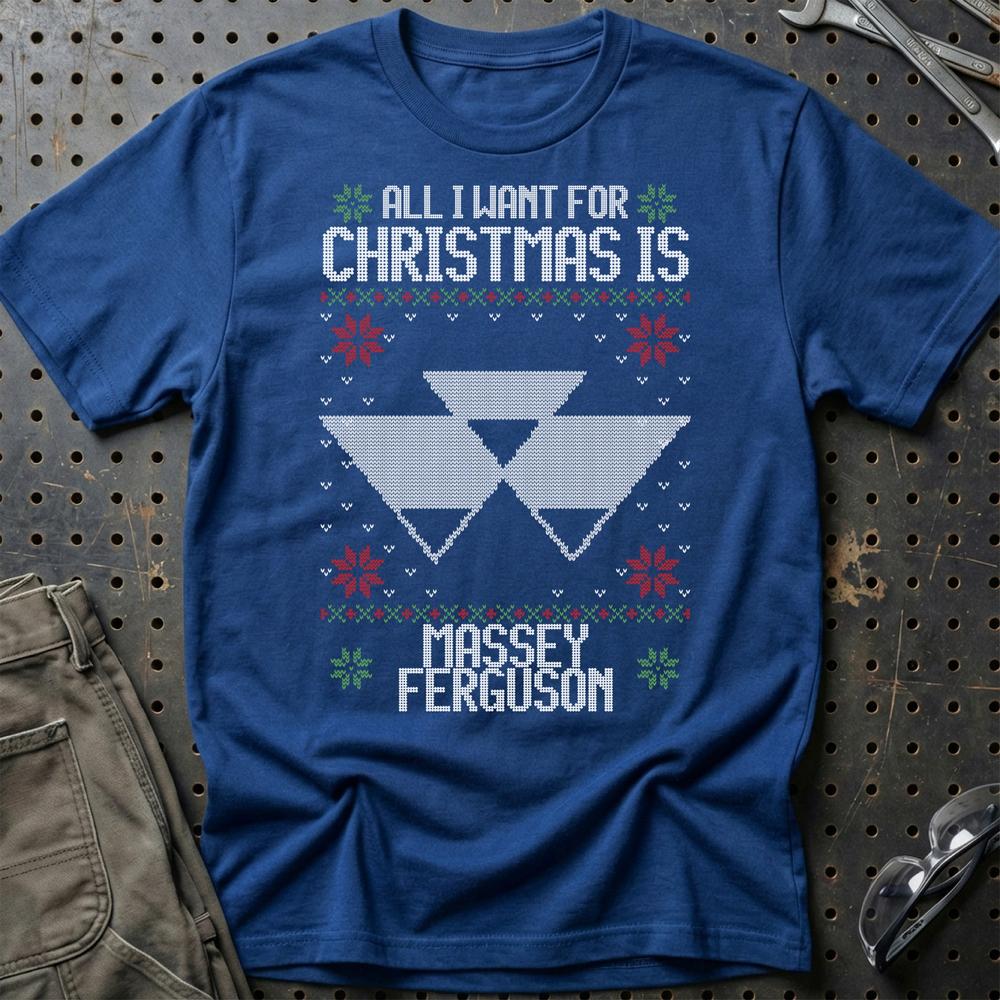 Massey Ferguson - All I Want For Christmas T-Shirt-Beklædning-Massey Ferguson-Blå Royal-S-Garage Culture Shop- garage - man cave - merchandise