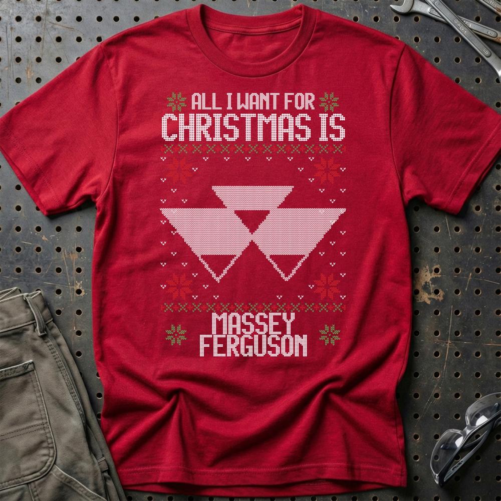 Massey Ferguson - All I Want For Christmas T-Shirt-Beklædning-Massey Ferguson-Rød-S-Garage Culture Shop- garage - man cave - merchandise