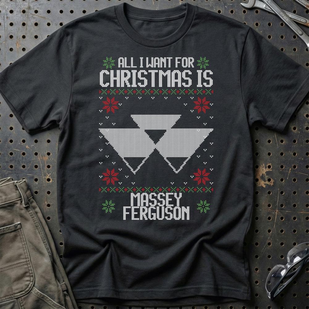 Massey Ferguson - All I Want For Christmas T-Shirt-Beklædning-Massey Ferguson-Sort-S-Garage Culture Shop- garage - man cave - merchandise