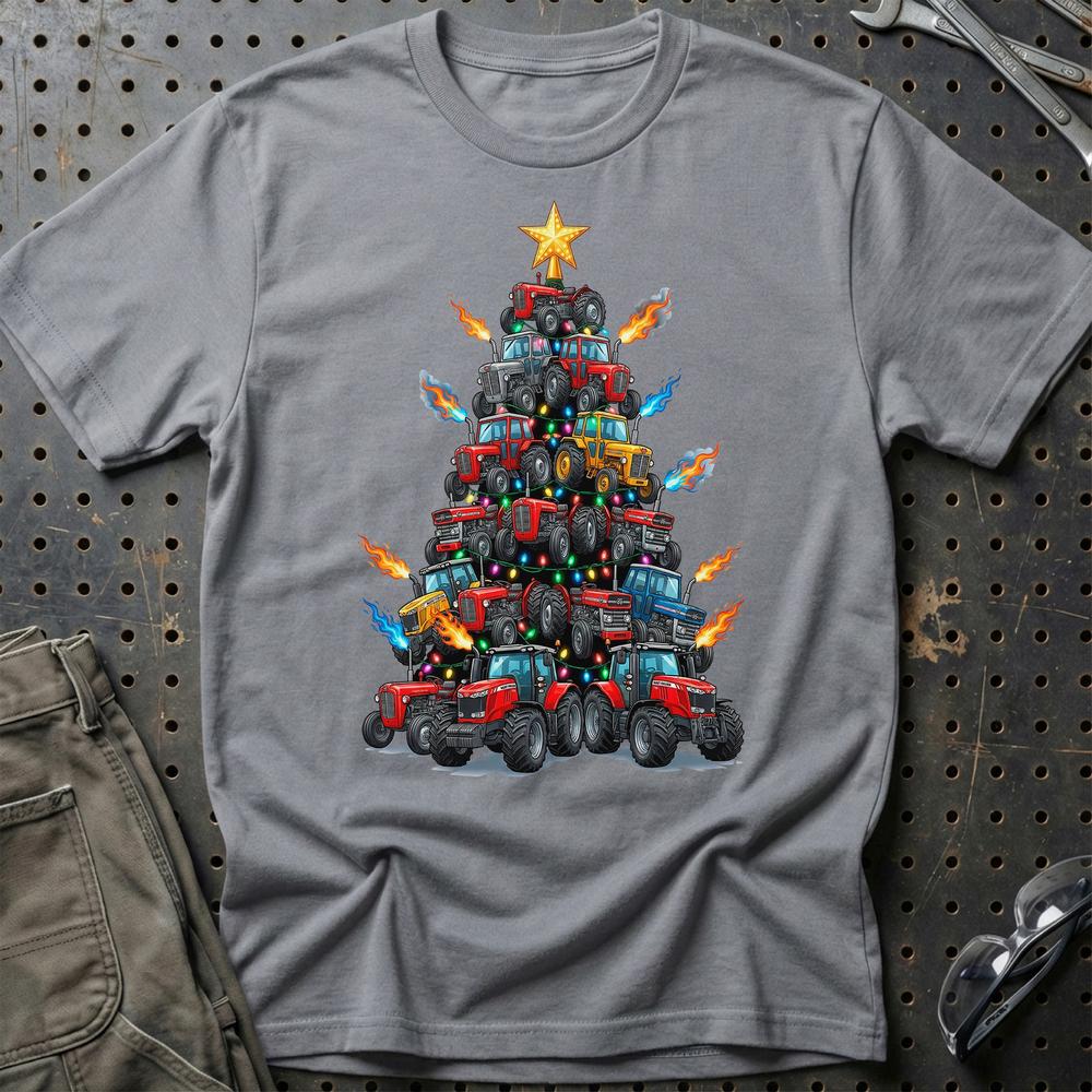 Massey Ferguson Juletræ Christmas Tree T-Shirt-Beklædning-Massey Ferguson-Grå Sport-S-Garage Culture Shop- garage - man cave - merchandise