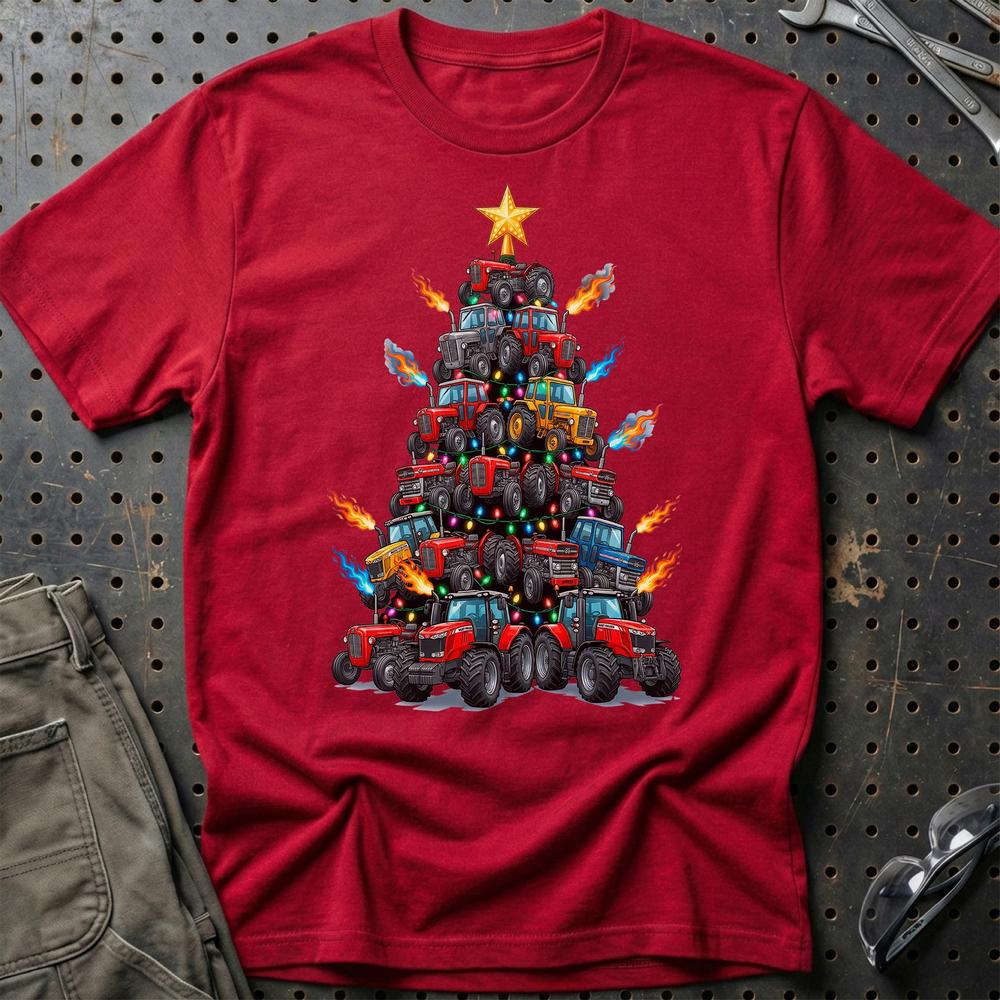 Massey Ferguson Juletræ Christmas Tree T-Shirt-Beklædning-Massey Ferguson-Rød-S-Garage Culture Shop- garage - man cave - merchandise