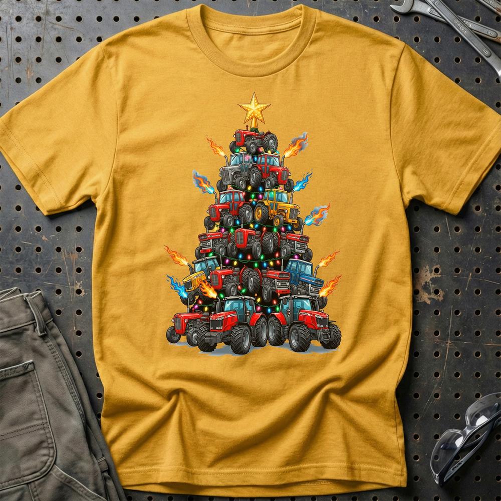 Massey Ferguson Juletræ Christmas Tree T-Shirt-Beklædning-Massey Ferguson-Guld-S-Garage Culture Shop- garage - man cave - merchandise