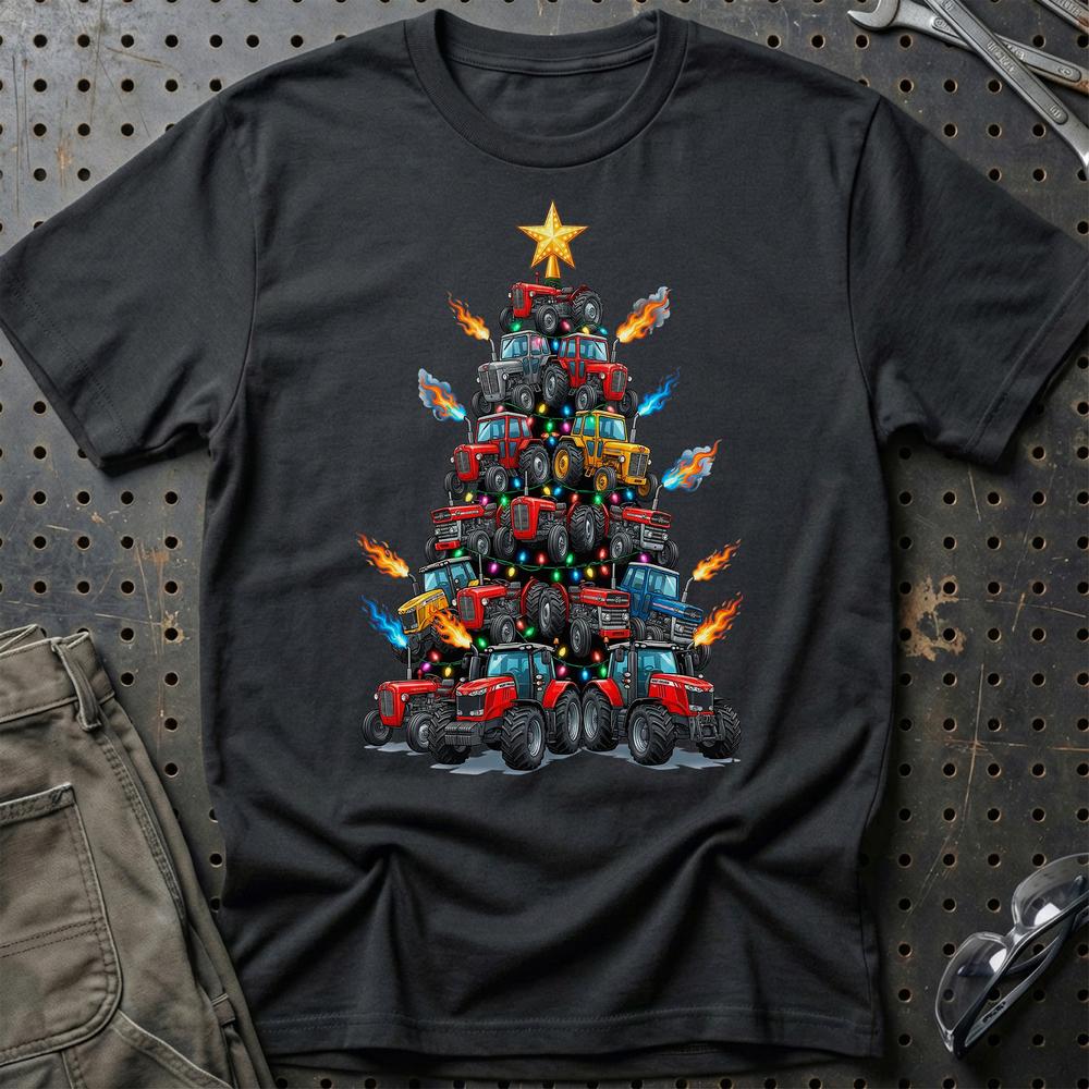 Massey Ferguson Juletræ Christmas Tree T-Shirt-Beklædning-Massey Ferguson-Sort-S-Garage Culture Shop- garage - man cave - merchandise
