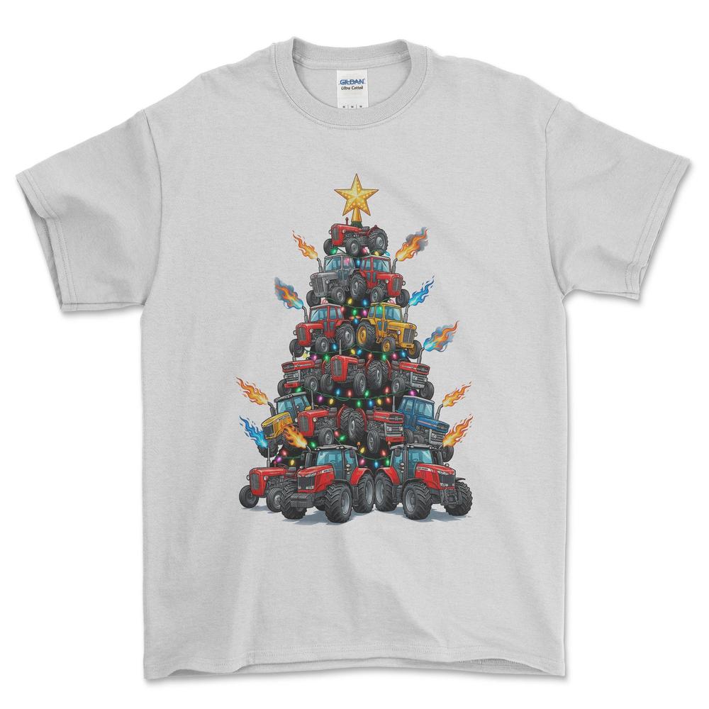 Massey Ferguson Juletræ Christmas Tree - Unisex T-Shirt-Beklædning-Massey Ferguson-Hvid-S-Forside-Garage Culture Shop- garage - man cave - merchandise