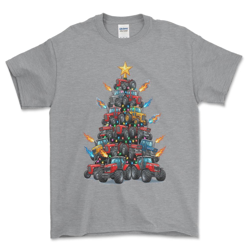 Massey Ferguson Juletræ Christmas Tree - Unisex T-Shirt-Beklædning-Massey Ferguson-Grå Sport-S-Forside-Garage Culture Shop- garage - man cave - merchandise