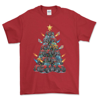 Massey Ferguson Juletræ Christmas Tree - Unisex T-Shirt-Beklædning-Massey Ferguson-Rød-S-Forside-Garage Culture Shop- garage - man cave - merchandise