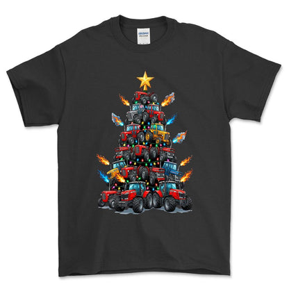 Massey Ferguson Juletræ Christmas Tree - Unisex T-Shirt-Beklædning-Massey Ferguson-Sort-S-Forside-Garage Culture Shop- garage - man cave - merchandise