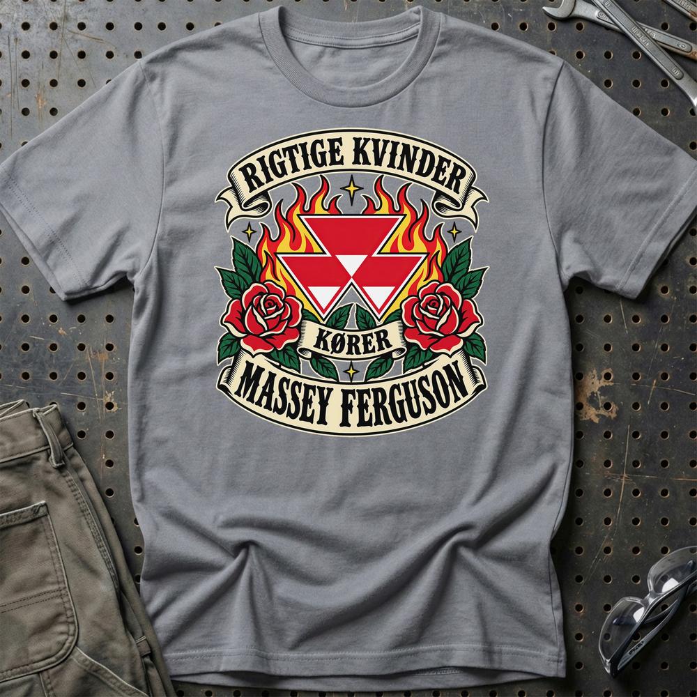 
Produktbillede af Massey Ferguson Rigtige Kvinder Kører – Roser og Flammer T-Shirt
