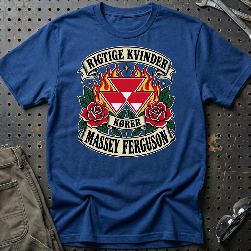 
Produktbillede af Massey Ferguson Rigtige Kvinder Kører – Roser og Flammer T-Shirt