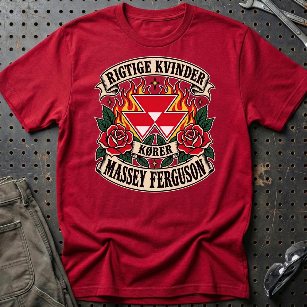 
Produktbillede af Massey Ferguson Rigtige Kvinder Kører – Roser og Flammer T-Shirt