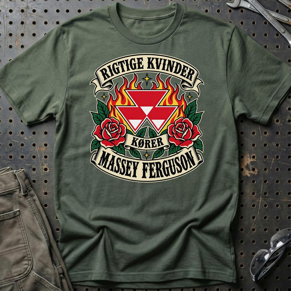 
Produktbillede af Massey Ferguson Rigtige Kvinder Kører – Roser og Flammer T-Shirt
