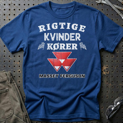 Massey Ferguson Rigtige Kvinder Kører - Unisex T-Shirt , Bomuld-Beklædning-Massey Ferguson-Garage Culture Shop- garage - man cave - merchandise