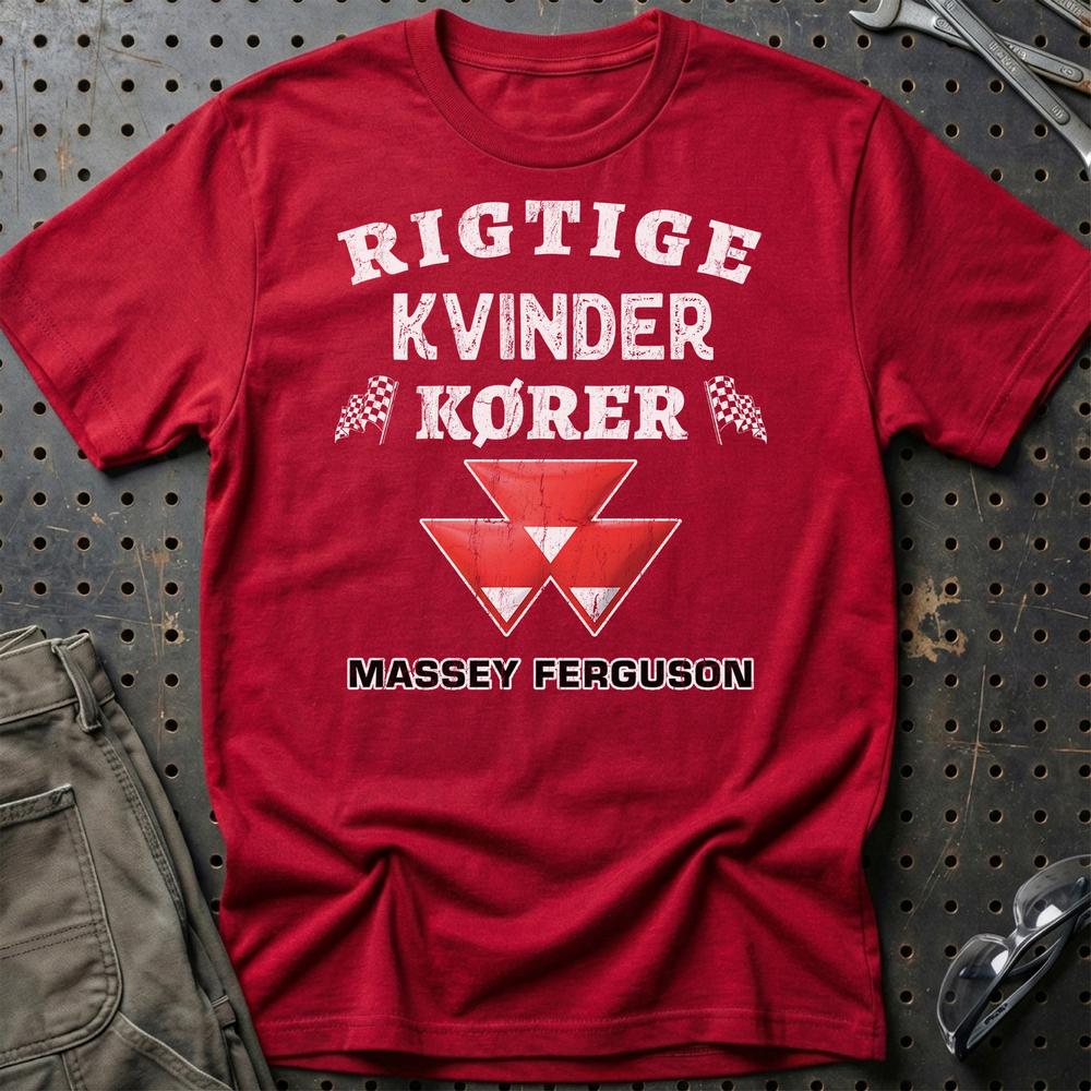 Massey Ferguson Rigtige Kvinder Kører - Unisex T-Shirt , Bomuld-Beklædning-Massey Ferguson-Garage Culture Shop- garage - man cave - merchandise