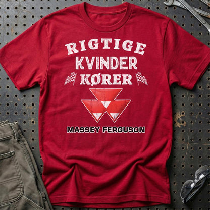 Massey Ferguson Rigtige Kvinder Kører - Unisex T-Shirt , Bomuld-Beklædning-Massey Ferguson-Garage Culture Shop- garage - man cave - merchandise