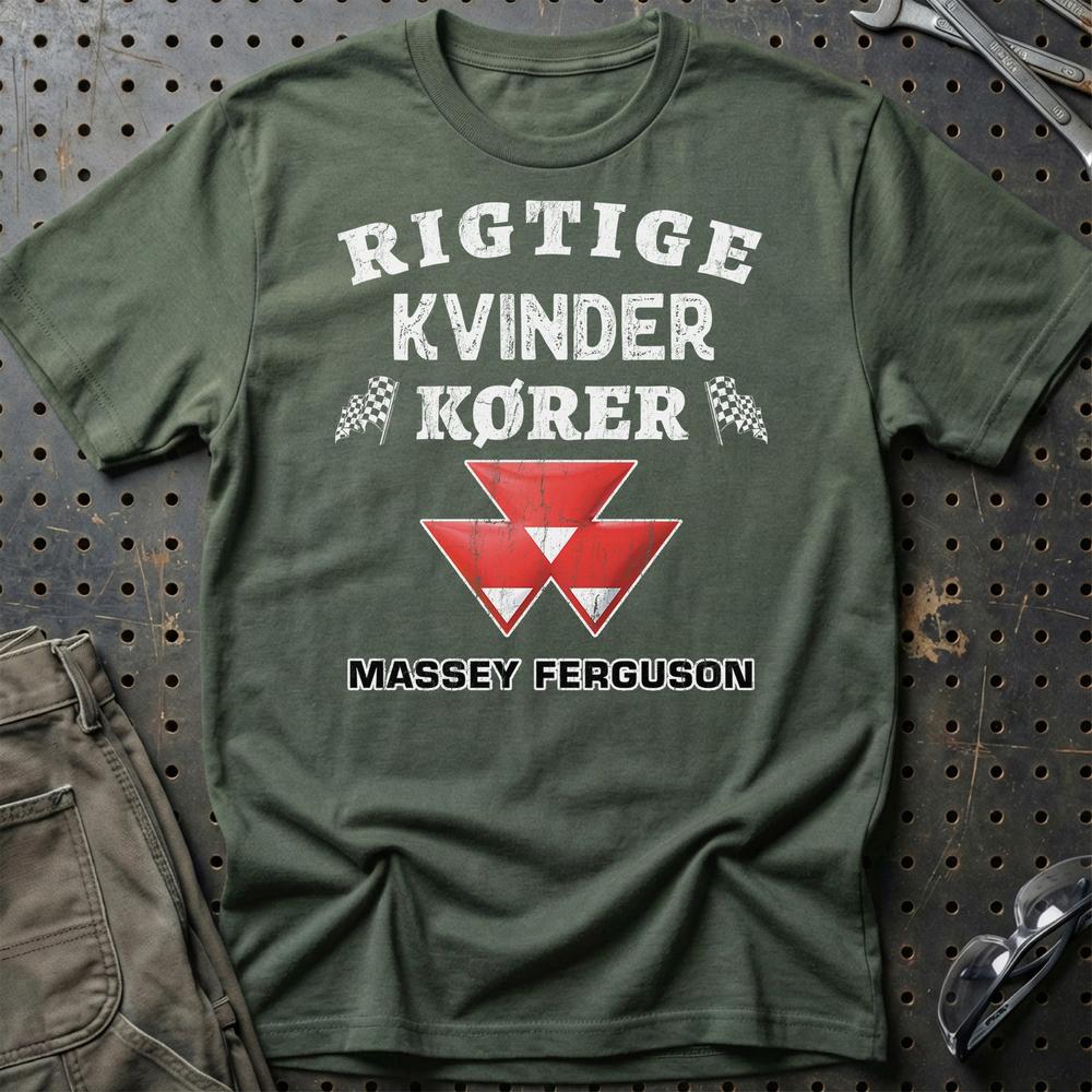 Massey Ferguson Rigtige Kvinder Kører - Unisex T-Shirt , Bomuld-Beklædning-Massey Ferguson-Garage Culture Shop- garage - man cave - merchandise
