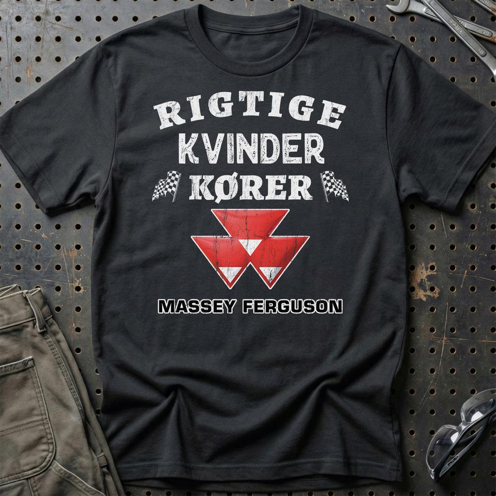 Massey Ferguson Rigtige Kvinder Kører - Unisex T-Shirt , Bomuld-Beklædning-Massey Ferguson-Garage Culture Shop- garage - man cave - merchandise