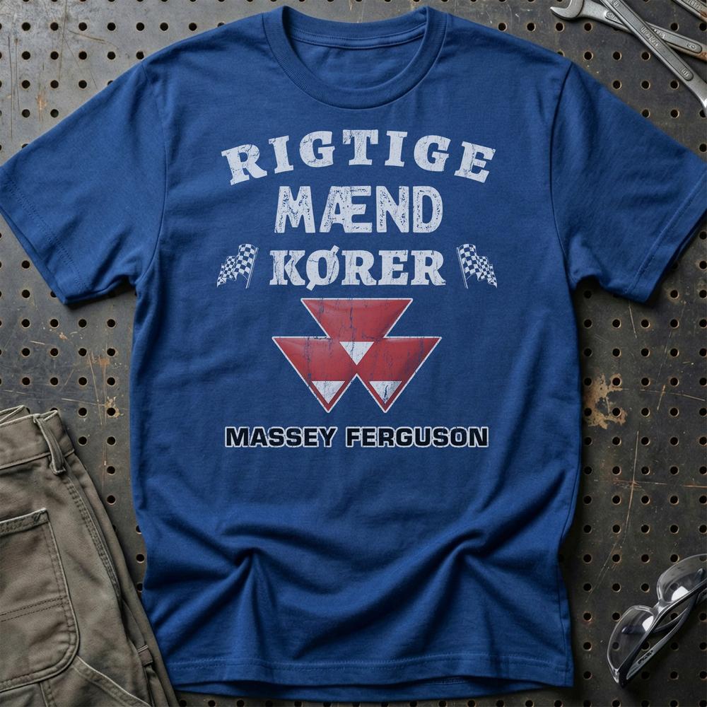 Massey Ferguson Rigtige Mænd Kører T-Shirt-Beklædning-Massey Ferguson-Blå Royal-S-Garage Culture Shop- garage - man cave - merchandise