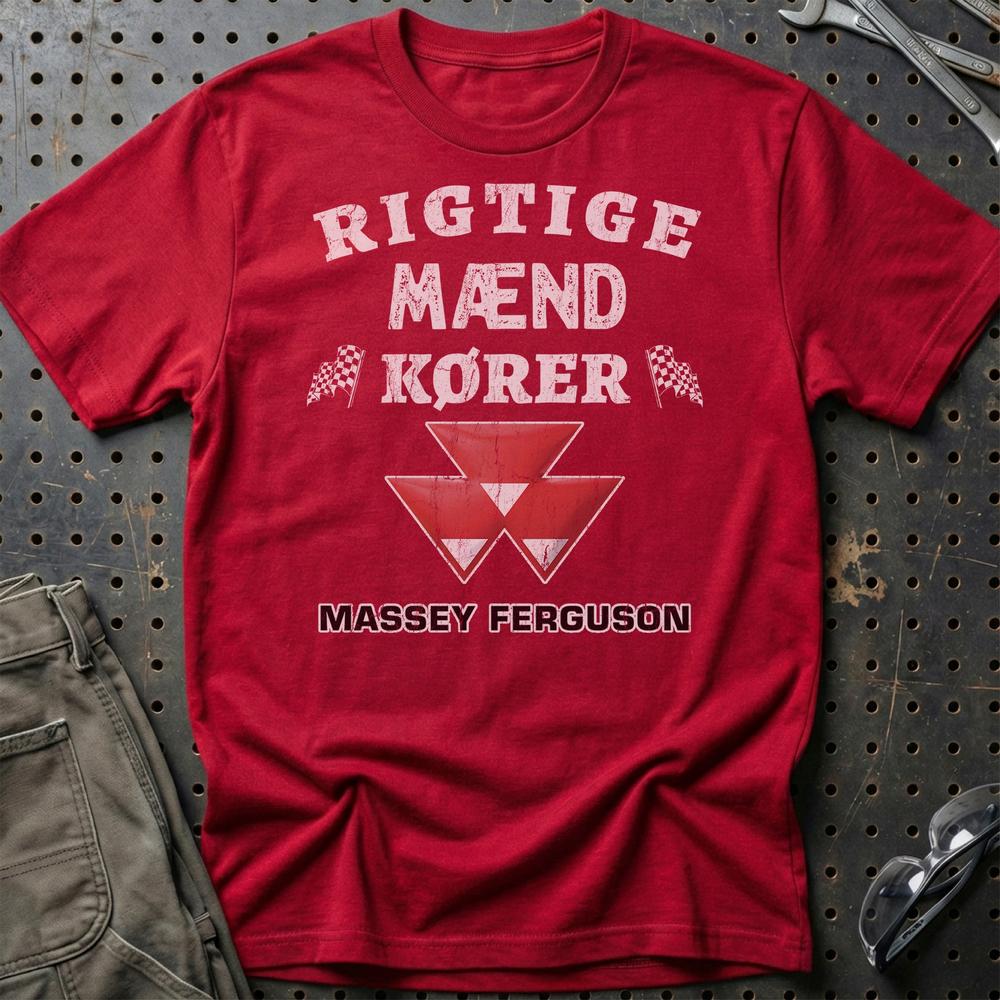 Massey Ferguson Rigtige Mænd Kører - Unisex T-Shirt , Bomuld-Beklædning-Massey Ferguson-Rød-S-Garage Culture Shop- garage - man cave - merchandise