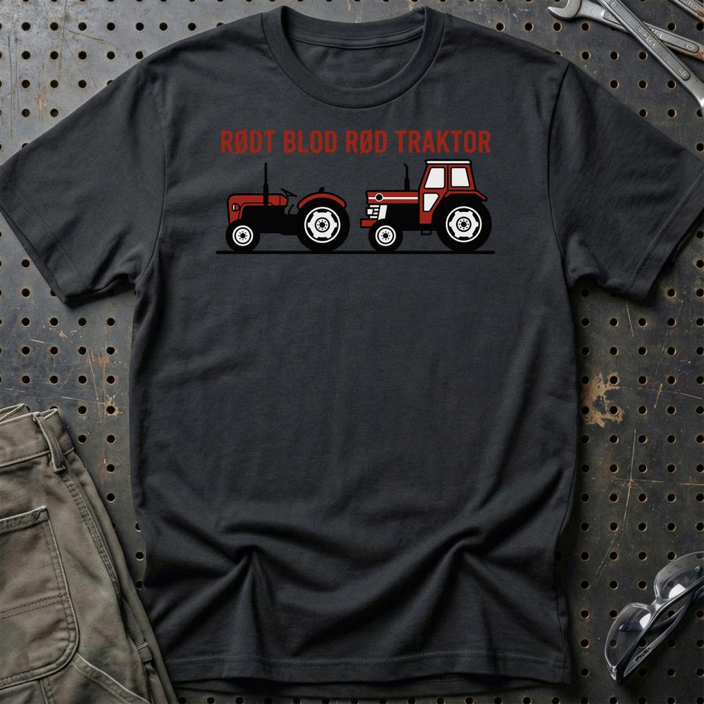 Massey Ferguson Rødt Blod Rød Traktor T-Shirt-Beklædning-Massey Ferguson-Sort-S-Garage Culture Shop- garage - man cave - merchandise