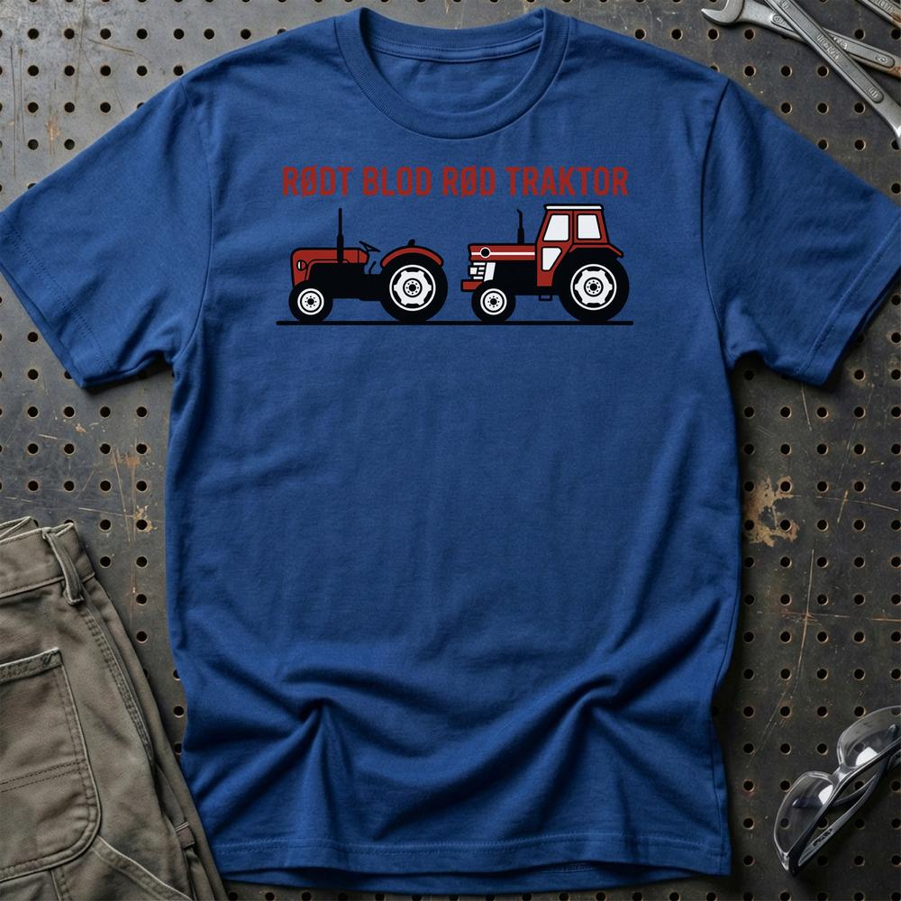 Massey Ferguson Rødt Blod Rød Traktor T-Shirt-Beklædning-Massey Ferguson-Blå Royal-S-Garage Culture Shop- garage - man cave - merchandise