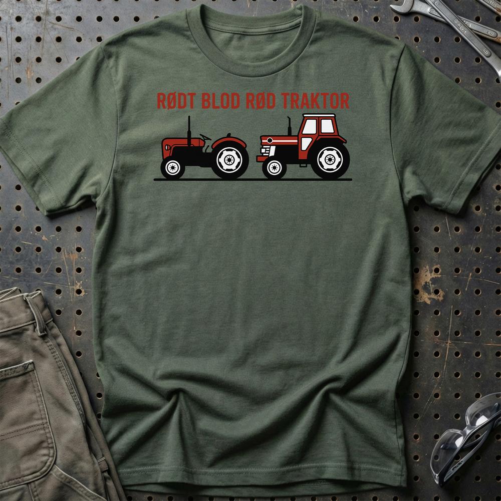 Massey Ferguson Rødt Blod Rød Traktor T-Shirt-Beklædning-Massey Ferguson-Grøn Militær-S-Garage Culture Shop- garage - man cave - merchandise