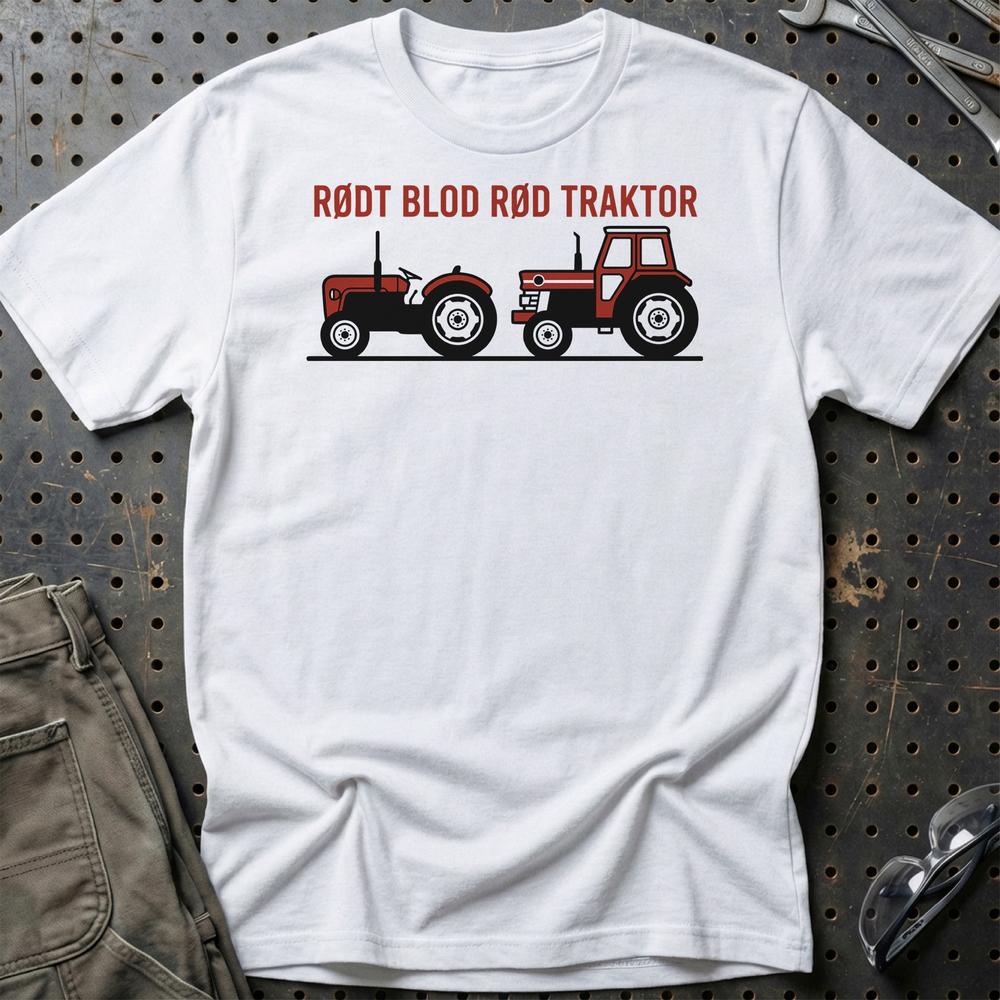 Massey Ferguson Rødt Blod Rød Traktor T-Shirt-Beklædning-Massey Ferguson-Hvid-S-Garage Culture Shop- garage - man cave - merchandise