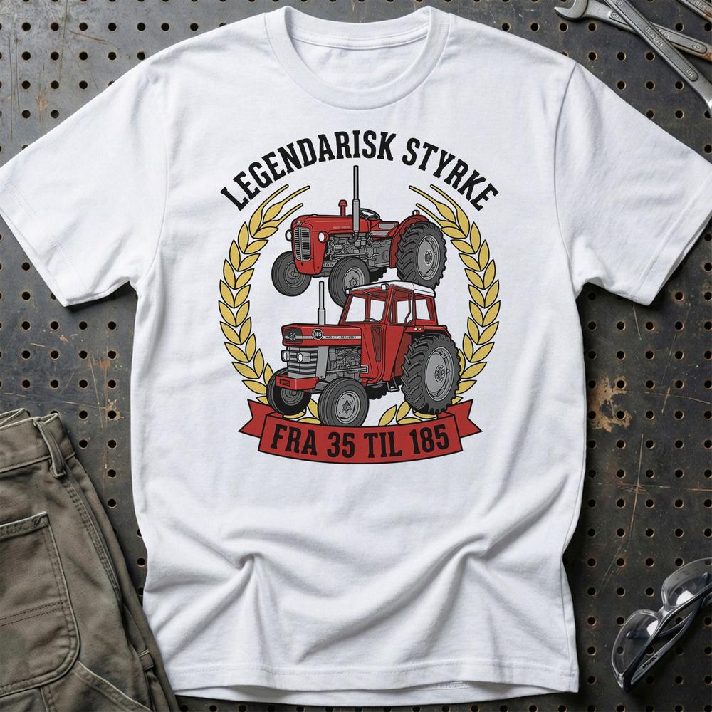 Massey Ferguson Traktor - Fra 35 Til 185 T-Shirt-Beklædning-Massey Ferguson-Hvid-S-Garage Culture Shop- garage - man cave - merchandise