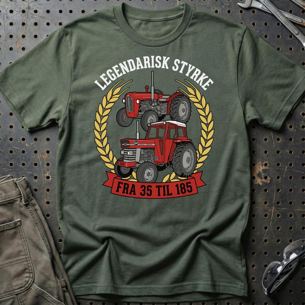 Massey Ferguson Traktor - Fra 35 Til 185 T-Shirt-Beklædning-Massey Ferguson-Grøn Militær-S-Garage Culture Shop- garage - man cave - merchandise