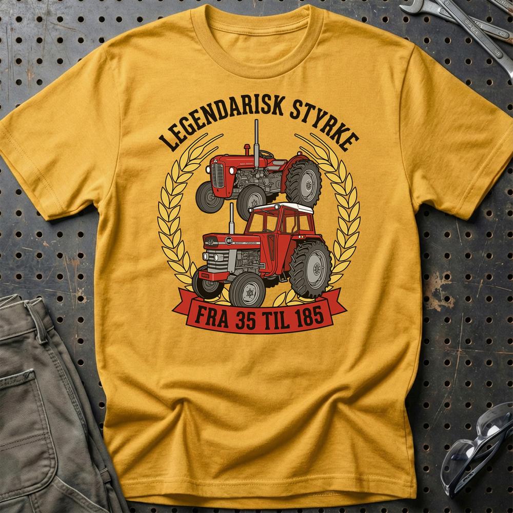 Massey Ferguson Traktor - Fra 35 Til 185 T-Shirt-Beklædning-Massey Ferguson-Guld-S-Garage Culture Shop- garage - man cave - merchandise