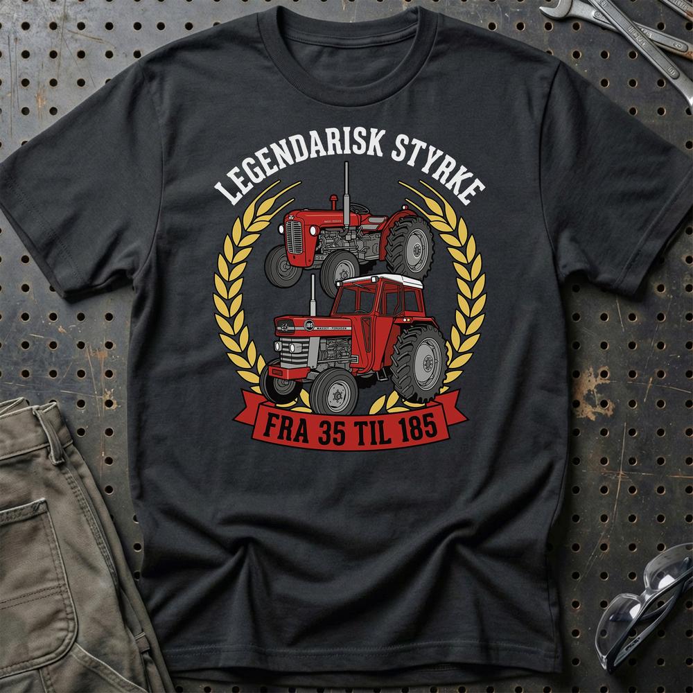 Massey Ferguson Traktor - Fra 35 Til 185 T-Shirt-Beklædning-Massey Ferguson-Sort-S-Garage Culture Shop- garage - man cave - merchandise