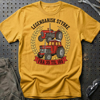Massey Ferguson Traktor – Fra 35 Til 185 - Unisex T-Shirt-Beklædning-Massey Ferguson-Guld-S-Garage Culture Shop- garage - man cave - merchandise