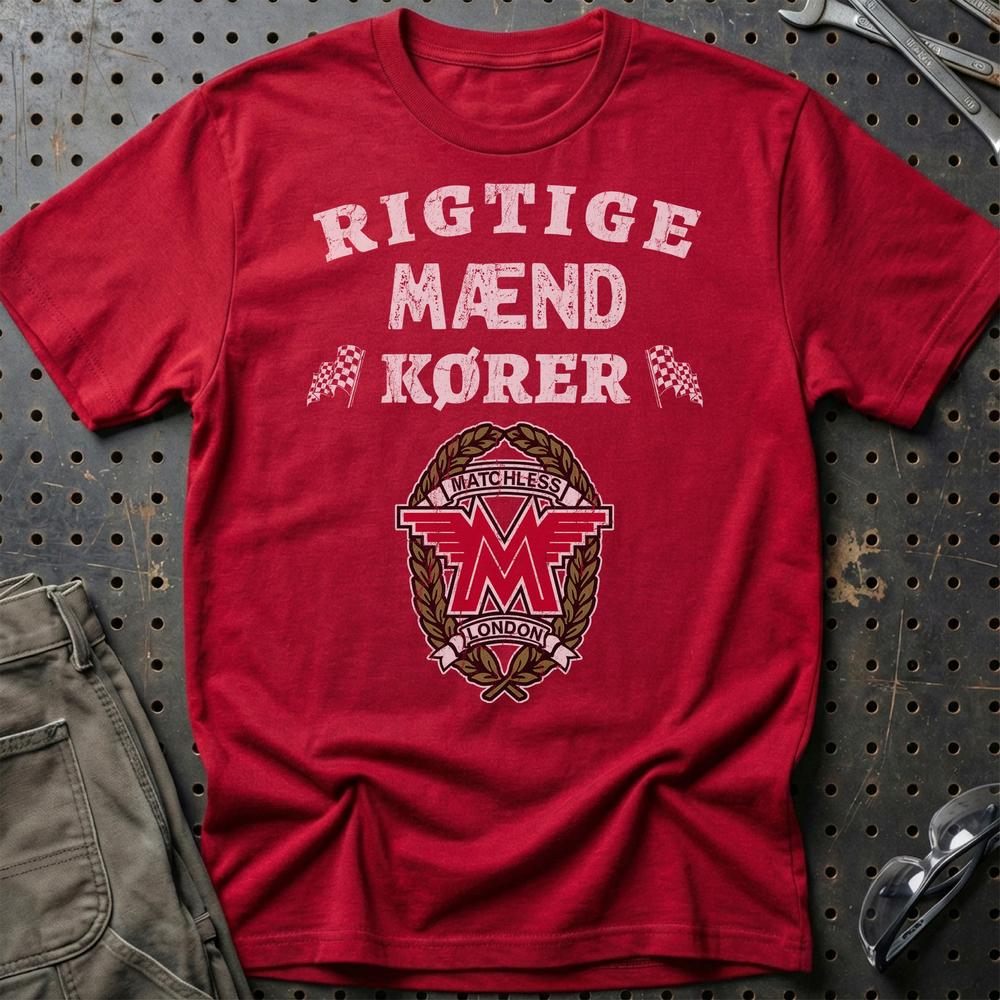 Matchless Rigtige Mænd Kører T-Shirt-Beklædning-Matchless-Rød-S-Garage Culture Shop- garage - man cave - merchandise
