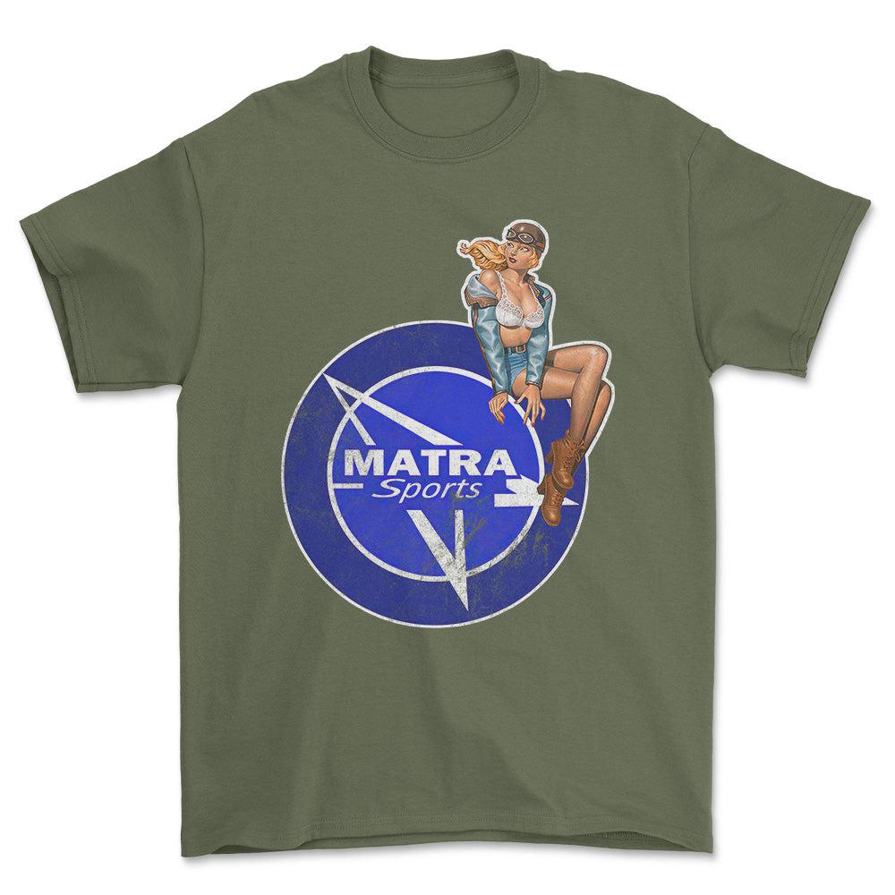 Matra Pinup - Unisex T-Shirt , Bomuld-Beklædning-Matra-Grøn Militær-S-Forside-Garage Culture Shop- garage - man cave - merchandise