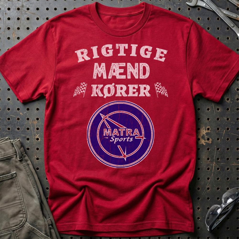 Matra Rigtige Mænd Kører T-Shirt-Beklædning-Matra-Rød-S-Garage Culture Shop- garage - man cave - merchandise