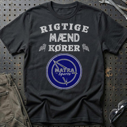 Matra Rigtige Mænd Kører - Unisex T-Shirt , Bomuld-Beklædning-Matra-Sort-S-Garage Culture Shop- garage - man cave - merchandise