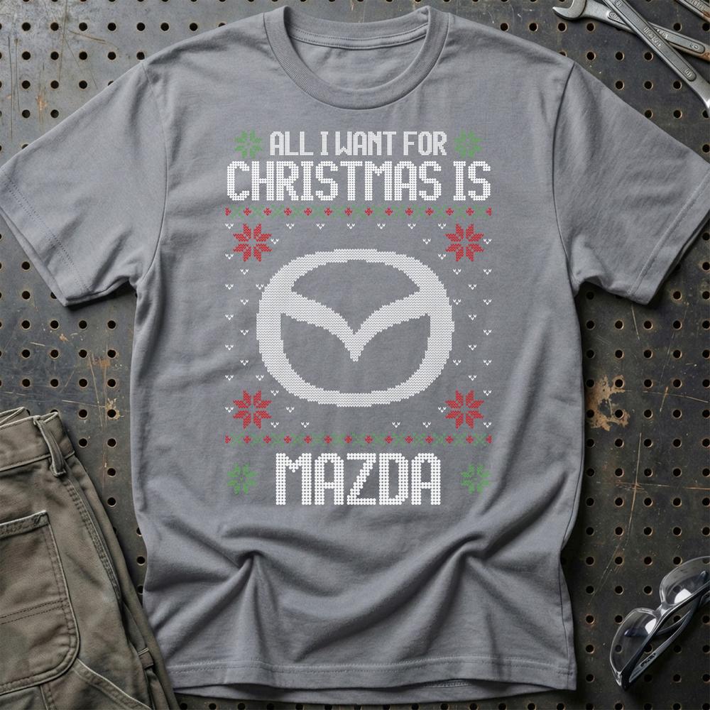 Mazda - All I Want For Christmas T-Shirt-Beklædning-Mazda-Grå Sport-S-Garage Culture Shop- garage - man cave - merchandise