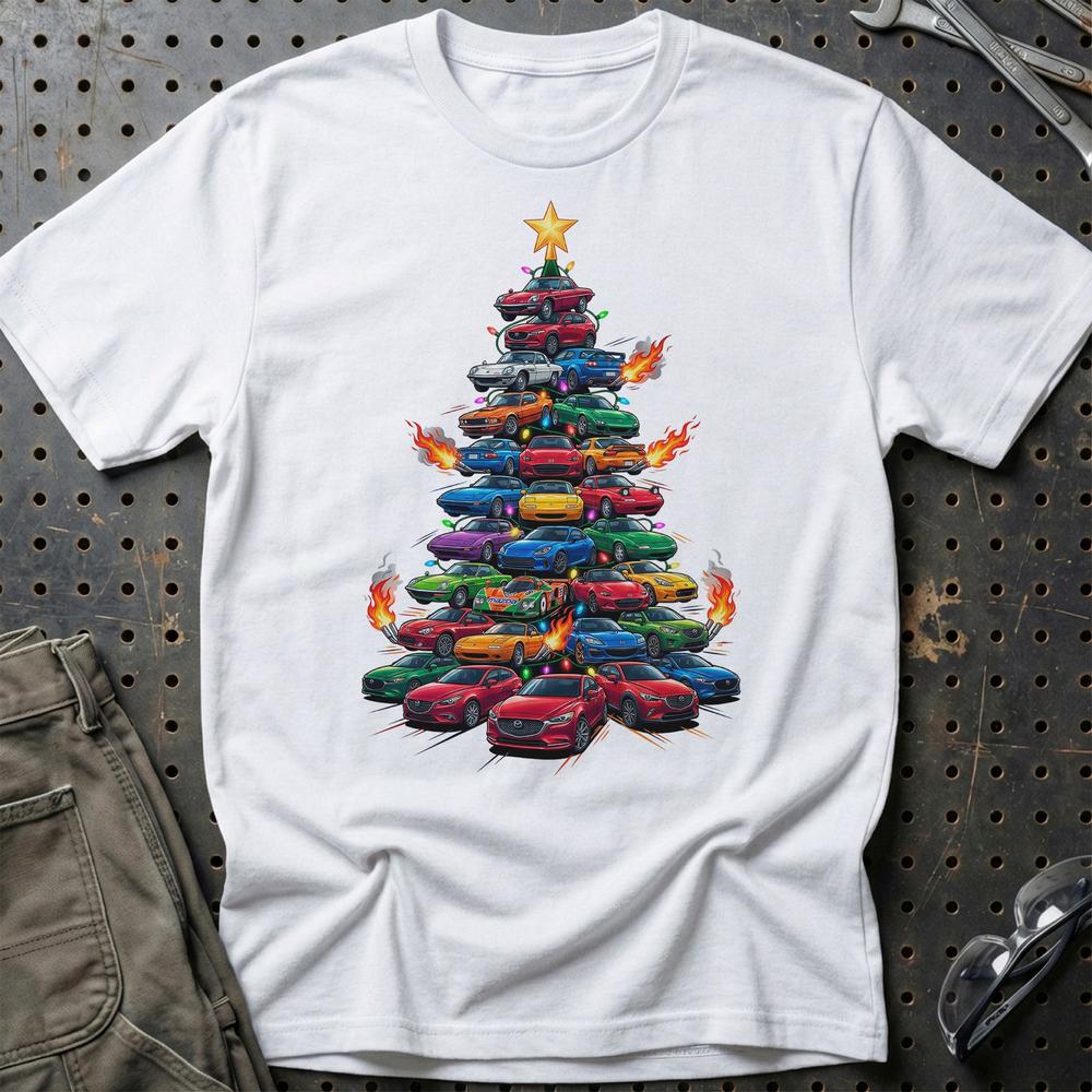 Mazda Juletræ Christmas Tree T-Shirt-Beklædning-Mazda-Hvid-S-Garage Culture Shop- garage - man cave - merchandise