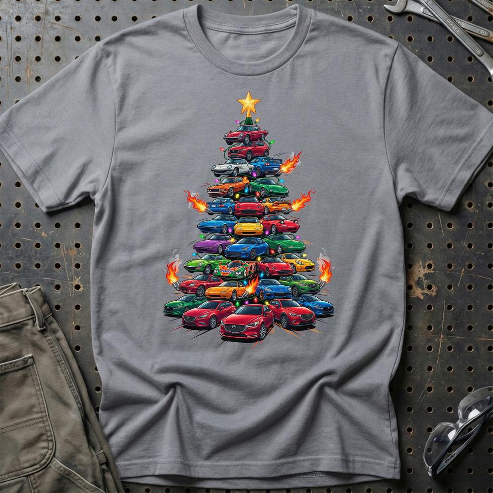Mazda Juletræ Christmas Tree T-Shirt-Beklædning-Mazda-Grå Sport-S-Garage Culture Shop- garage - man cave - merchandise