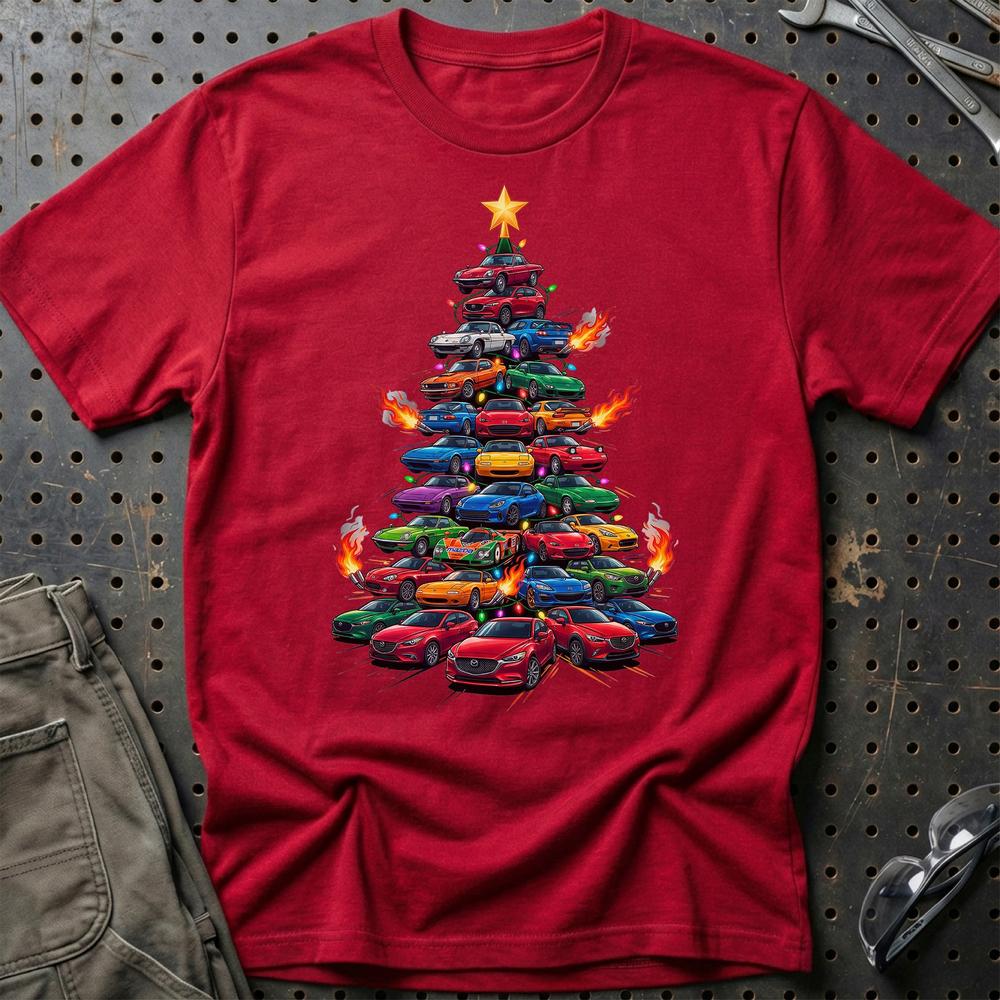 Mazda Juletræ Christmas Tree T-Shirt-Beklædning-Mazda-Rød-S-Garage Culture Shop- garage - man cave - merchandise
