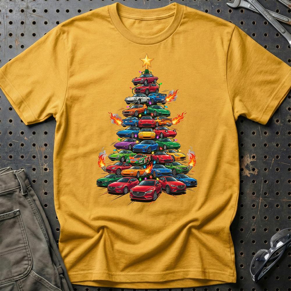 Mazda Juletræ Christmas Tree T-Shirt-Beklædning-Mazda-Guld-S-Garage Culture Shop- garage - man cave - merchandise