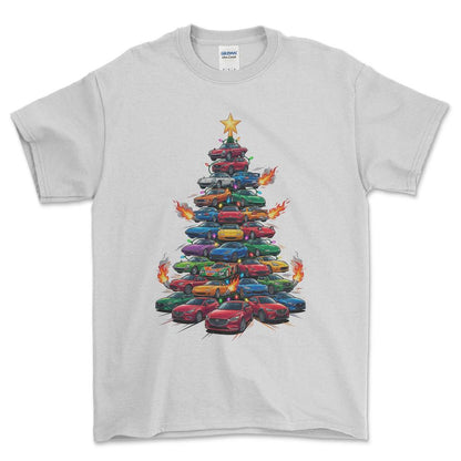 Mazda Juletræ Christmas Tree - Unisex T-Shirt-Beklædning-Mazda-Hvid-S-Forside-Garage Culture Shop- garage - man cave - merchandise